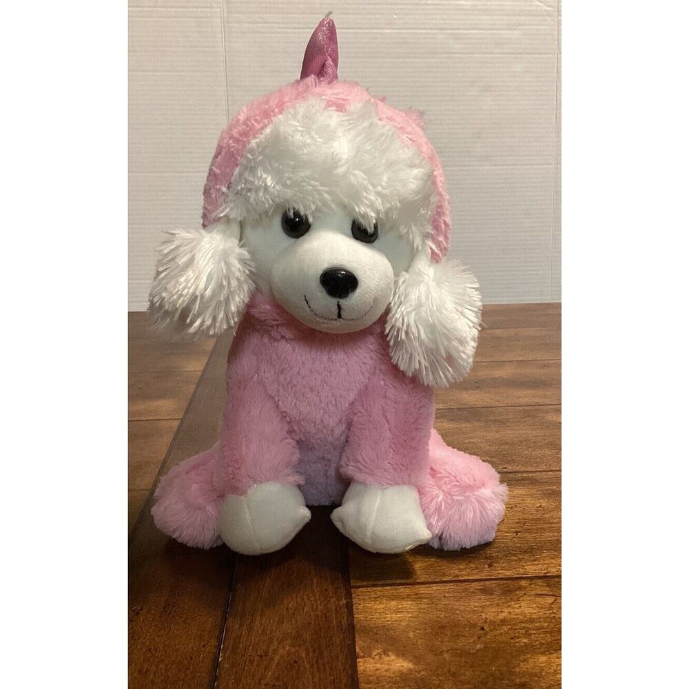 Kellytoy White Poodle Plush Stuffed Animal Dog Pink Unicorn Costume